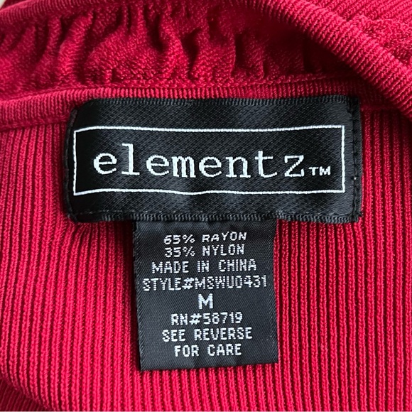 •Elementz• Cranberry Three Quarter Sleeve Pullover Top - Size Medium - Picture 2 of 6